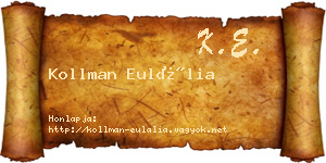 Kollman Eulália névjegykártya